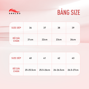Bảng size dép REDLEO
